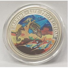 MALTA 2000 . ONE HUNDRED 100 LIRA . COLOURED PROOF COIN . MARINE LIFE